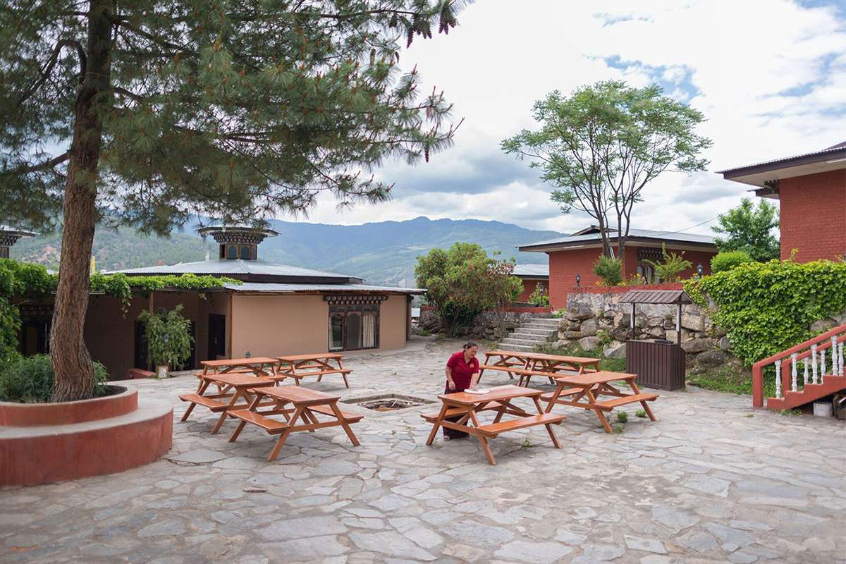 Bhutan Metta Resort Innenhof